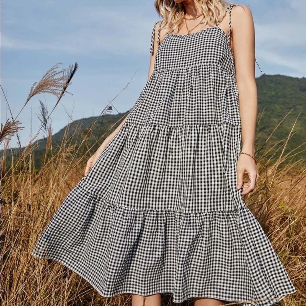 Tiered Gingham Maxi Dress